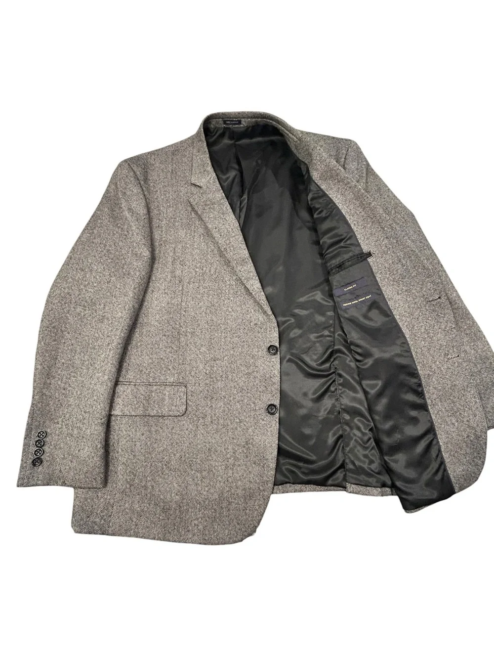 Stafford Merino Wool Gray Black White Men’s 2-Button Sport Coat 50R Classic Fit